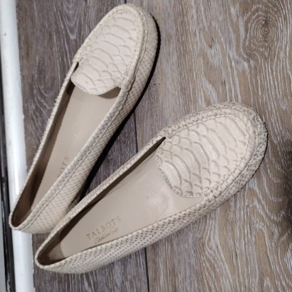 Talbots Cream Python Leather Flats. Mint Conditio… - image 1